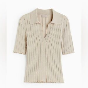 Ribbed-knit top with Collar